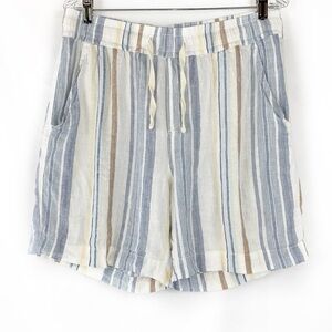 Lucky Brand Beachy Coastal Striped Linen Blend Shorts